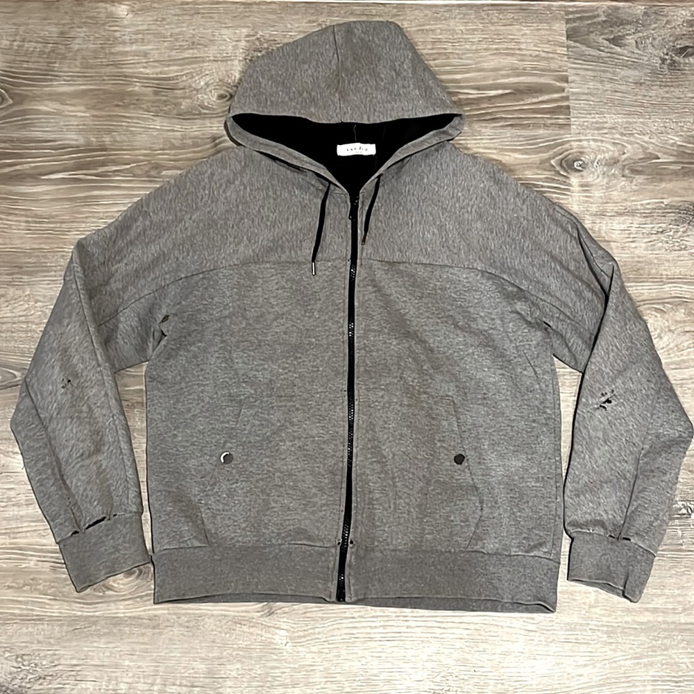 Sandro Paris Neoprene Hoodie Sweatshirt